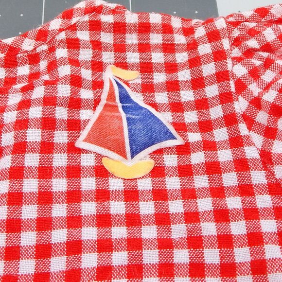 Cabbage Patch Clothing Jean Short Set 1980 Red Check Boat Decal Vintage - Picture 6 of 8
